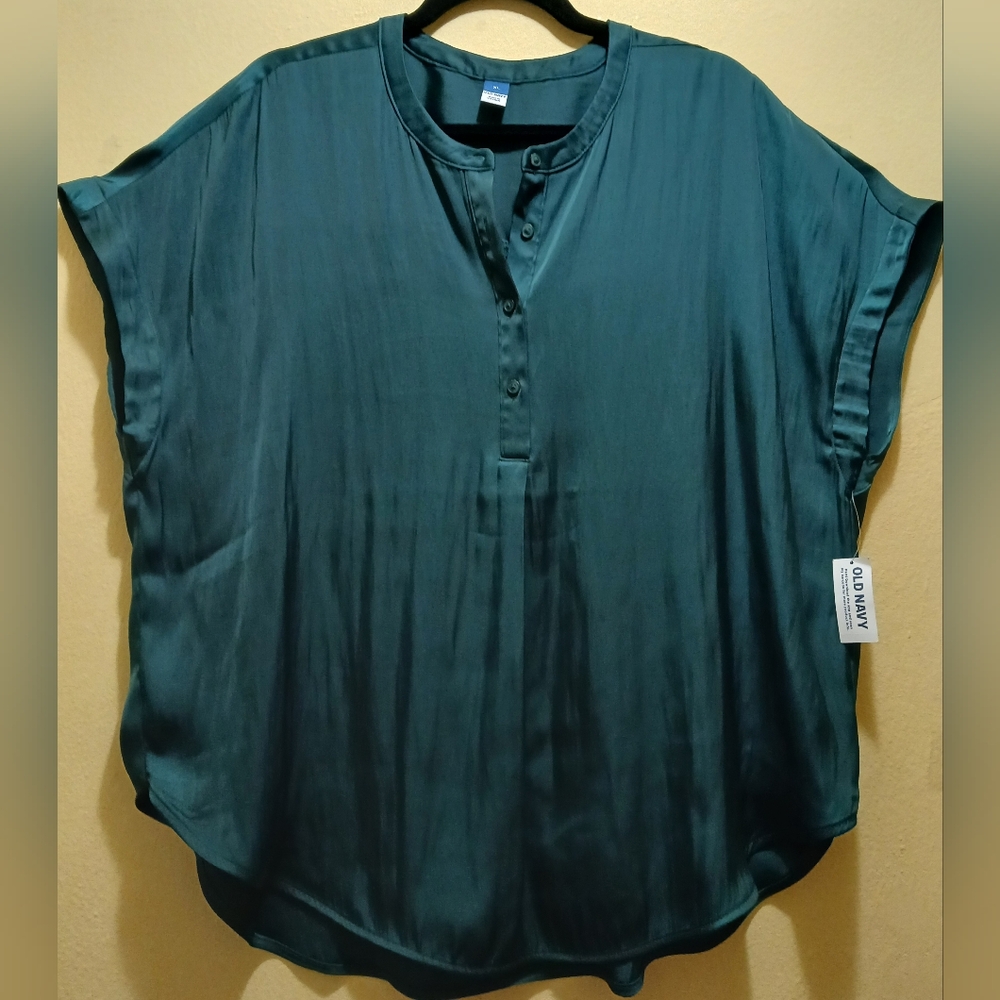 Old Navy Dolman-Sleve Emerald Satin Shirt